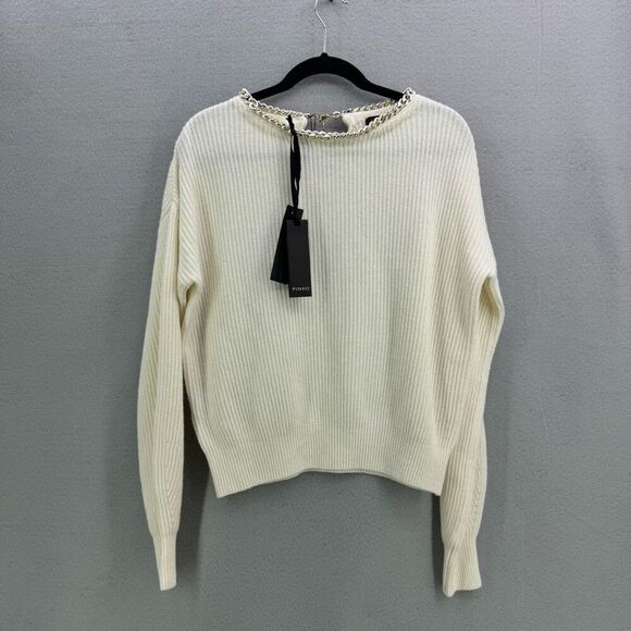 NWT Pinko Womens White Cashmere Blend Long Sleeve Armenia Maglia Sweater Small - Picture 1 of 12